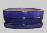 Pot oval bleu avec soucoupe